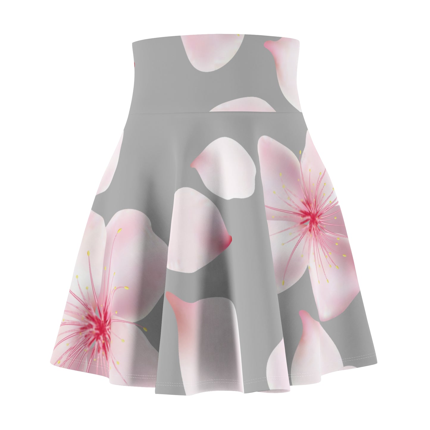 Grauer Damen Rock Blütenmuster Skater Elegant Sommer Casual