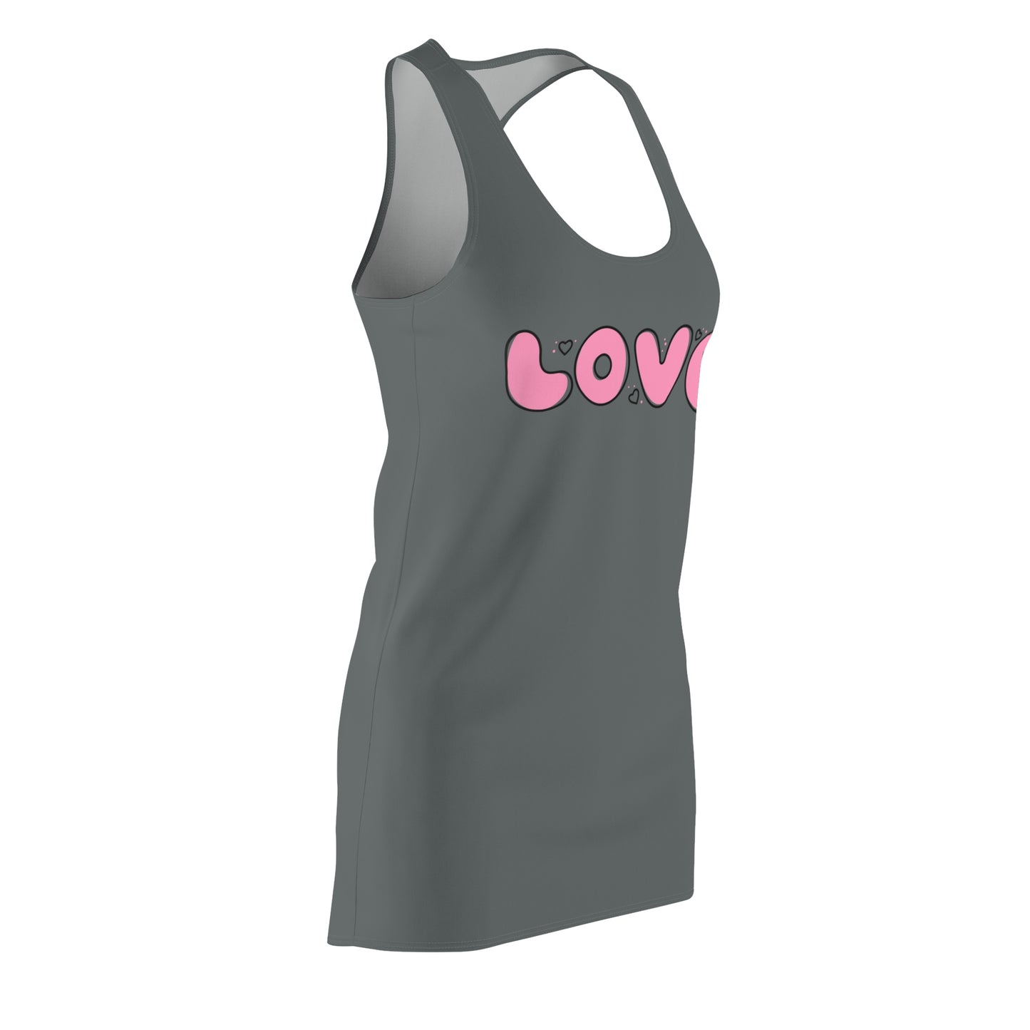Love Pink Herz Racerback Kleid – Streetwear Damenmode in Grau
