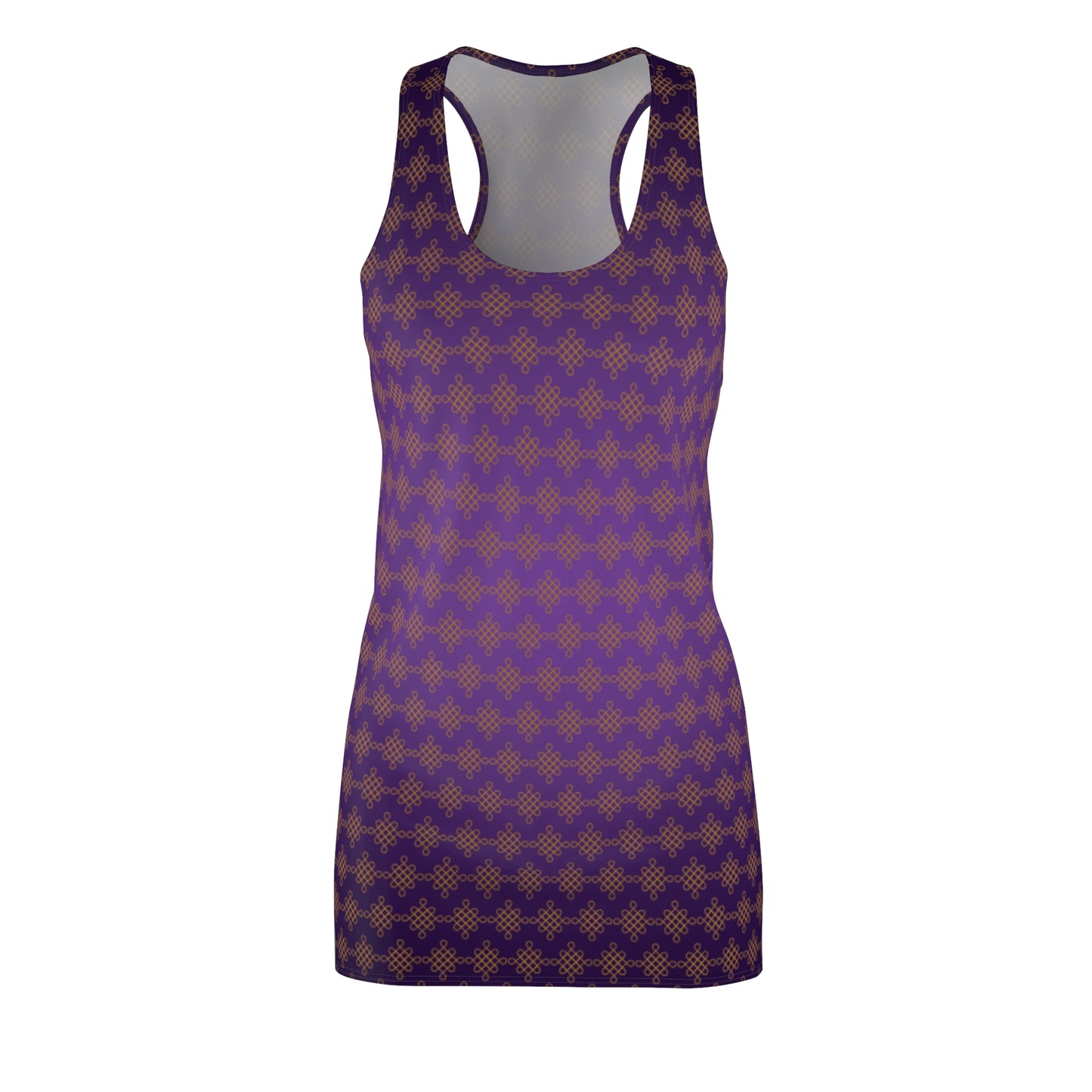 Violettes Damen Sommerkleid mit Farbverlauf und goldenem Muster