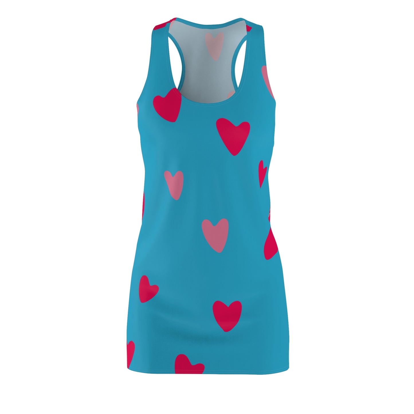 Pink Herz Türkises Racerback Kleid – Süßes Sommerkleid