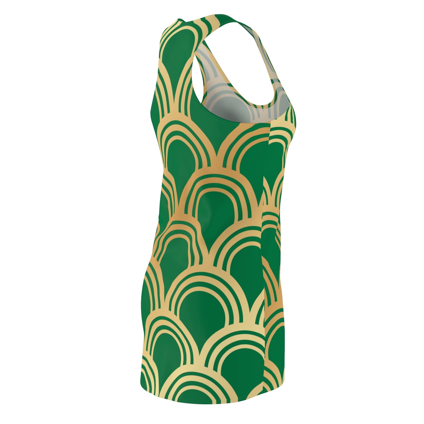 Luxury Racerback Dress mit Art Deco Bogen Muster Yeşil