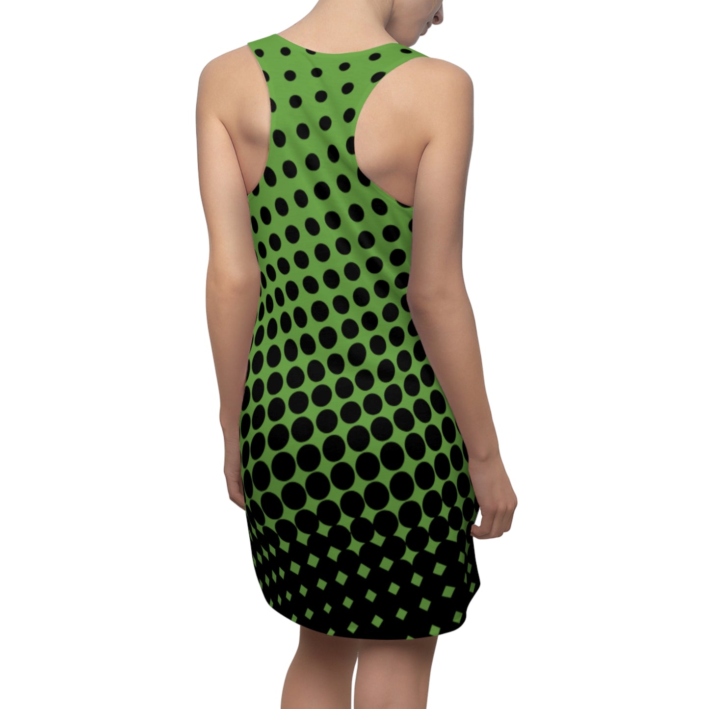 Black Green Polka Dot Racerback – Retro Sleeveless Mini Dress