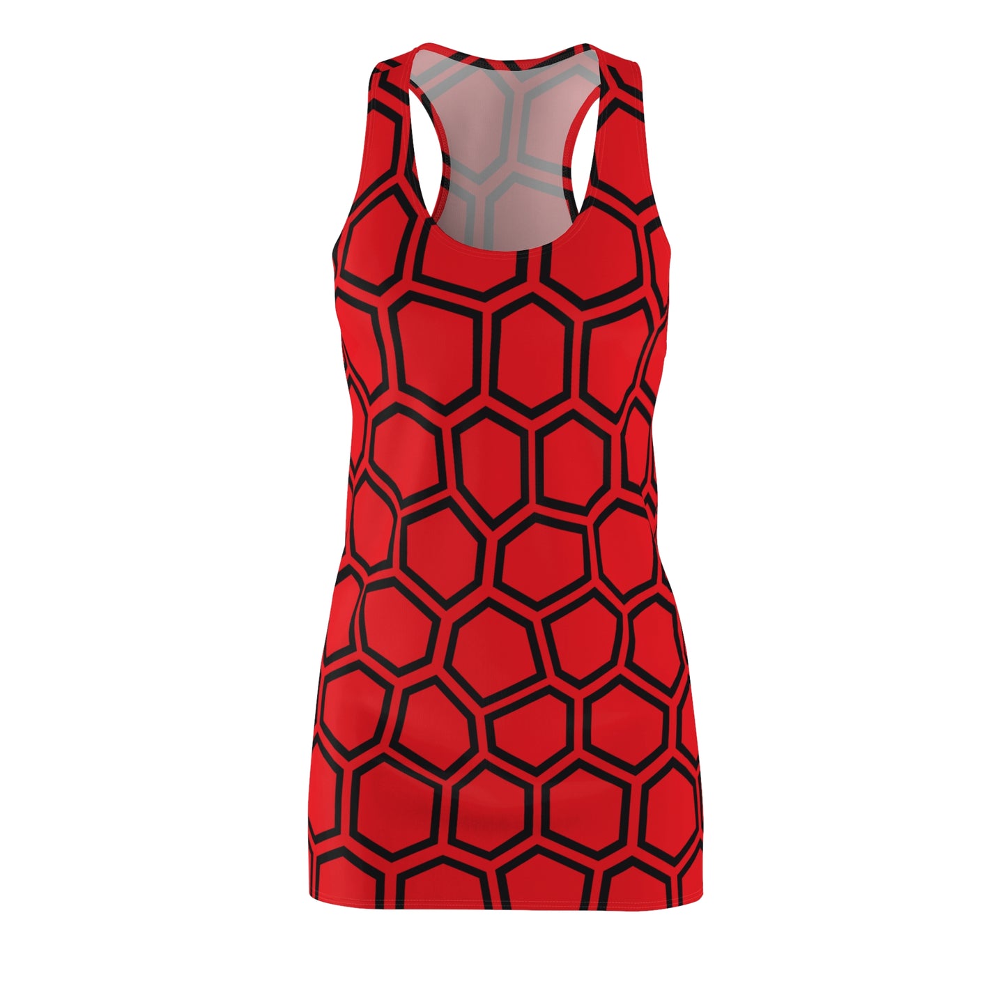 Racerback Kleid Schwarz Rot Hexagon Muster Damen Sommer