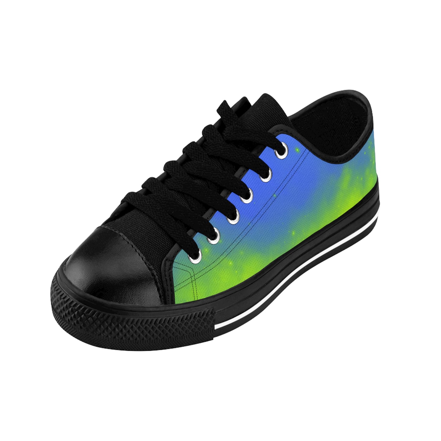 Galaxy Glow Sneakers – Blue Green Cosmic Canvas Shoes