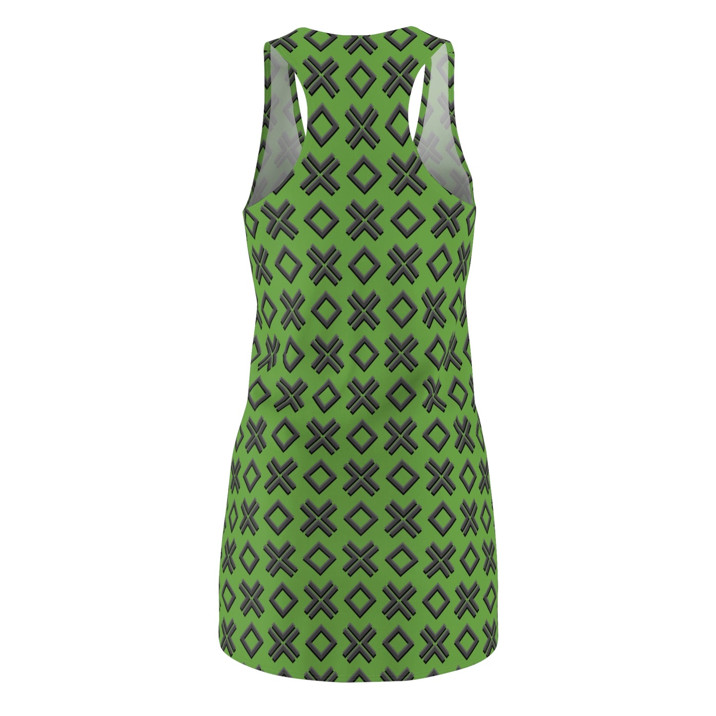 Grünes X-Muster Racerback Kleid – Modern & Sommerlich