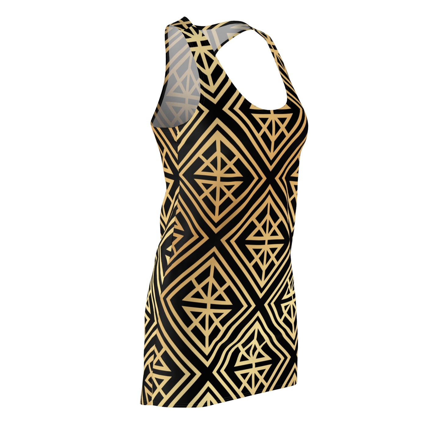 Luxury Racerback Dress mit Geometric Gold Line Muster black