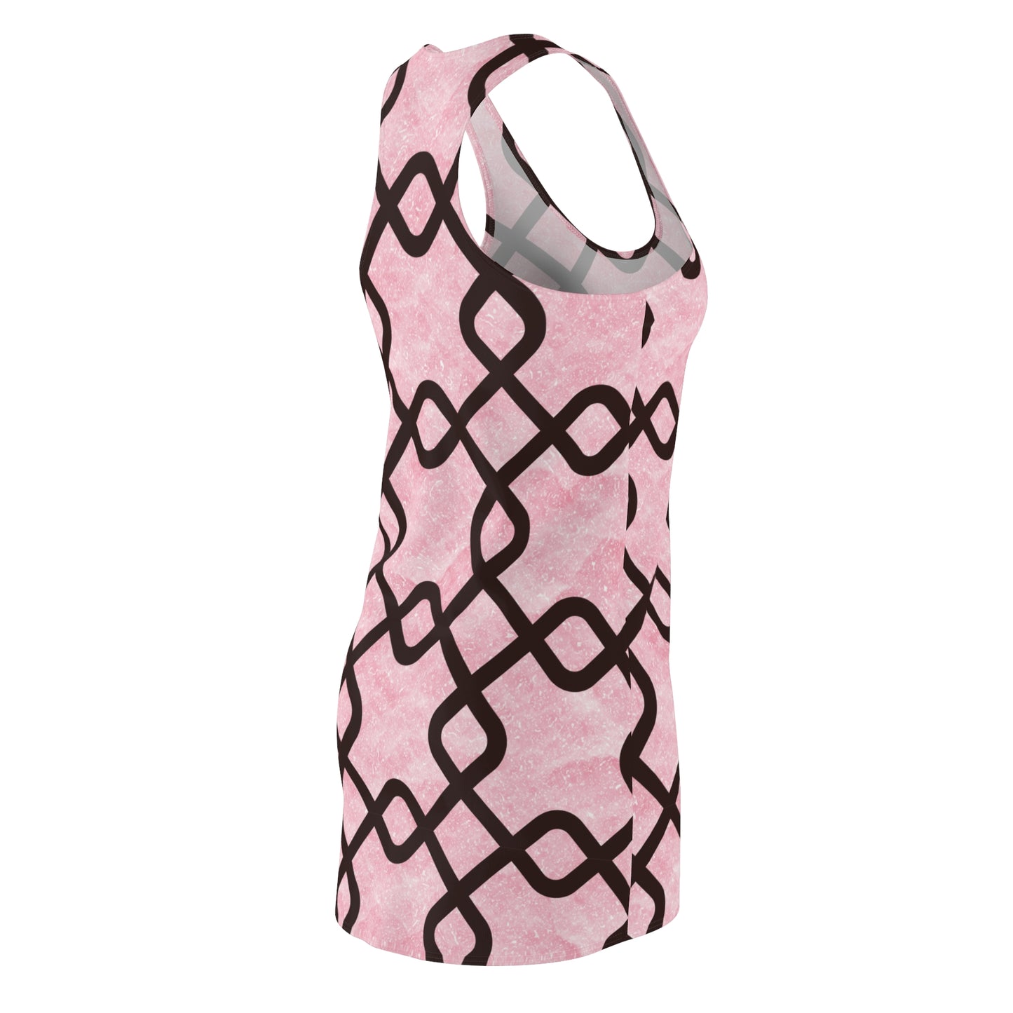 Rosa Racerback Kleid – Elegantes Sommerkleid mit geometrischem Muster