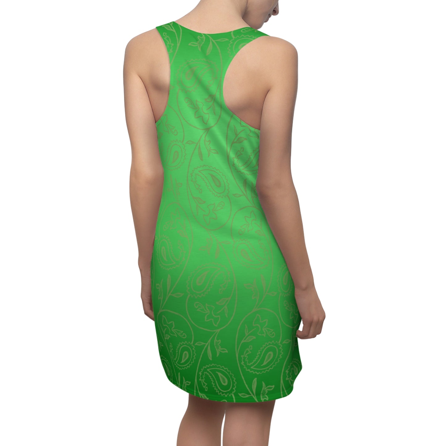 Damen Sommerkleid Grün mit Farbverlauf und Paisley Muster