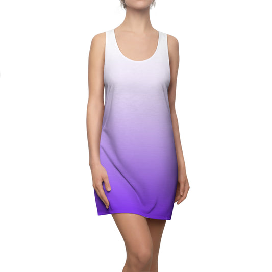 Racerback Kleid Weiß Lila Farbverlauf Damen Sommer