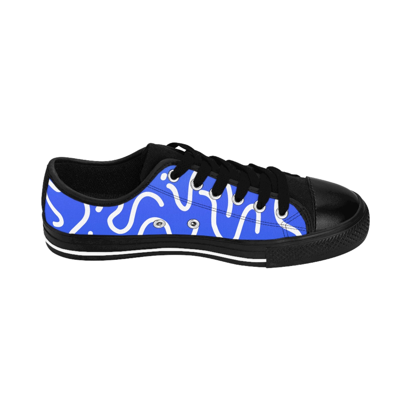Blue Canvas Sneakers Women Casual Low Top Pattern Shoes