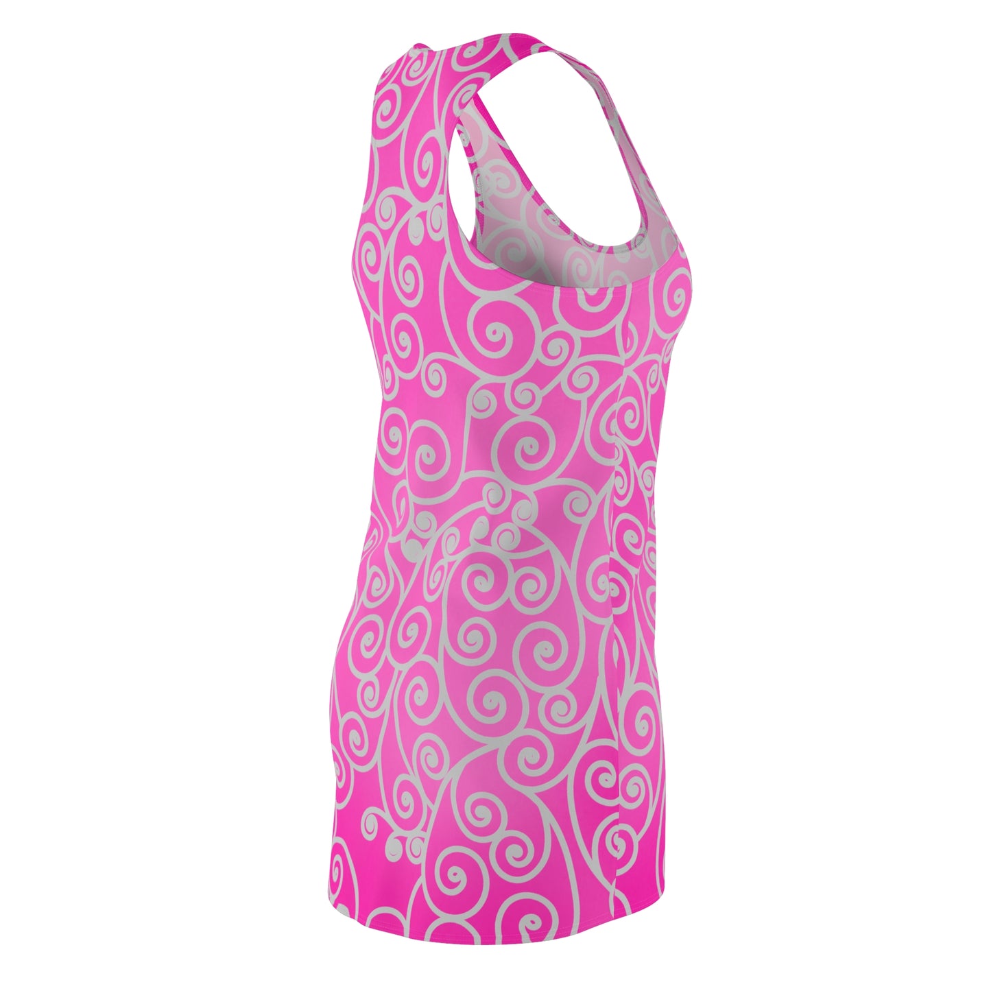 Racerback Damenkleid Sommer – Pinker Farbverlauf mit Spiral-Ornament