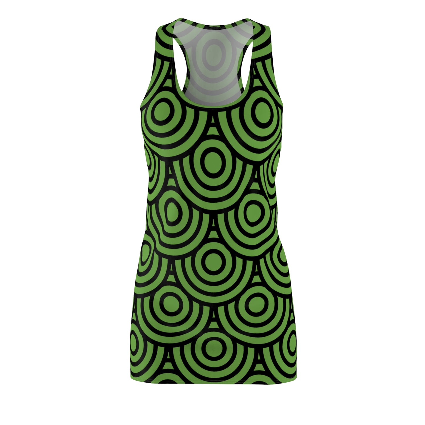 Grünes Kreis Muster Racerback Kleid – Modern & Stilvoll