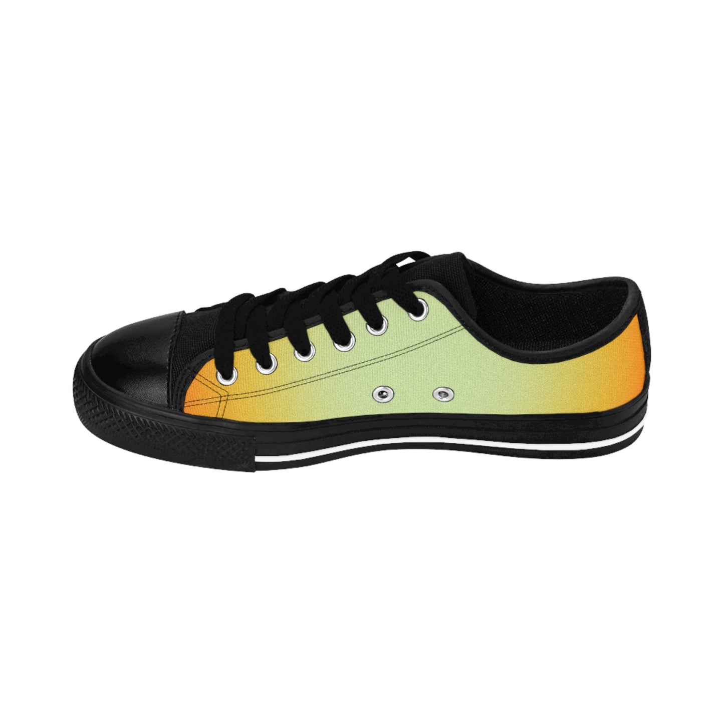Gradient Yellow Green Canvas Sneakers Women Casual Lace-Up Shoes