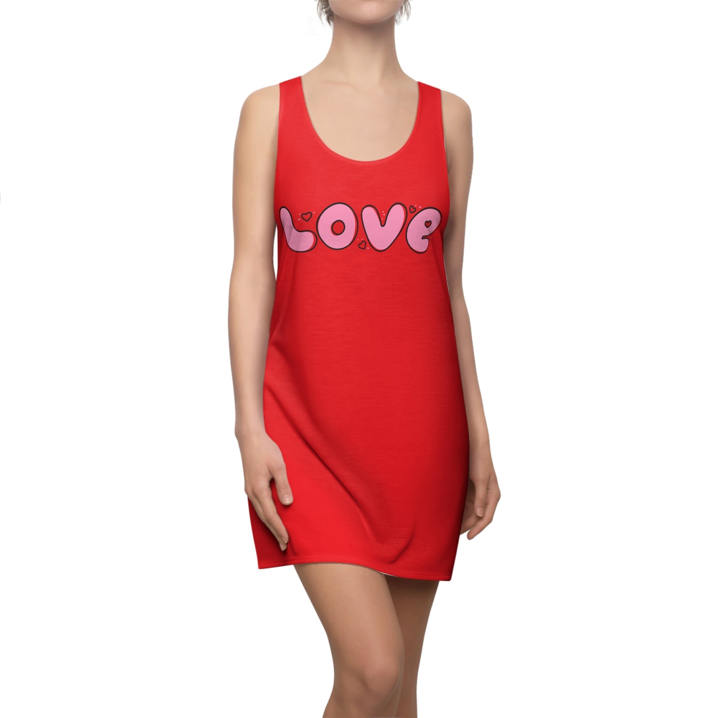 Love Pink Herz Racerback Kleid – Streetwear Damenmode in rot