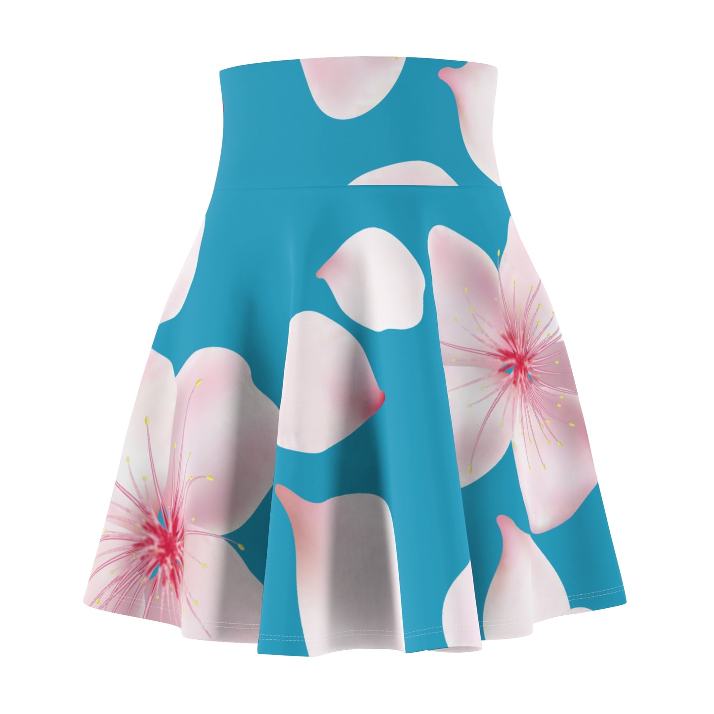 Türkiser Damen Rock Blütenmuster Skater Elegant Sommer Casual