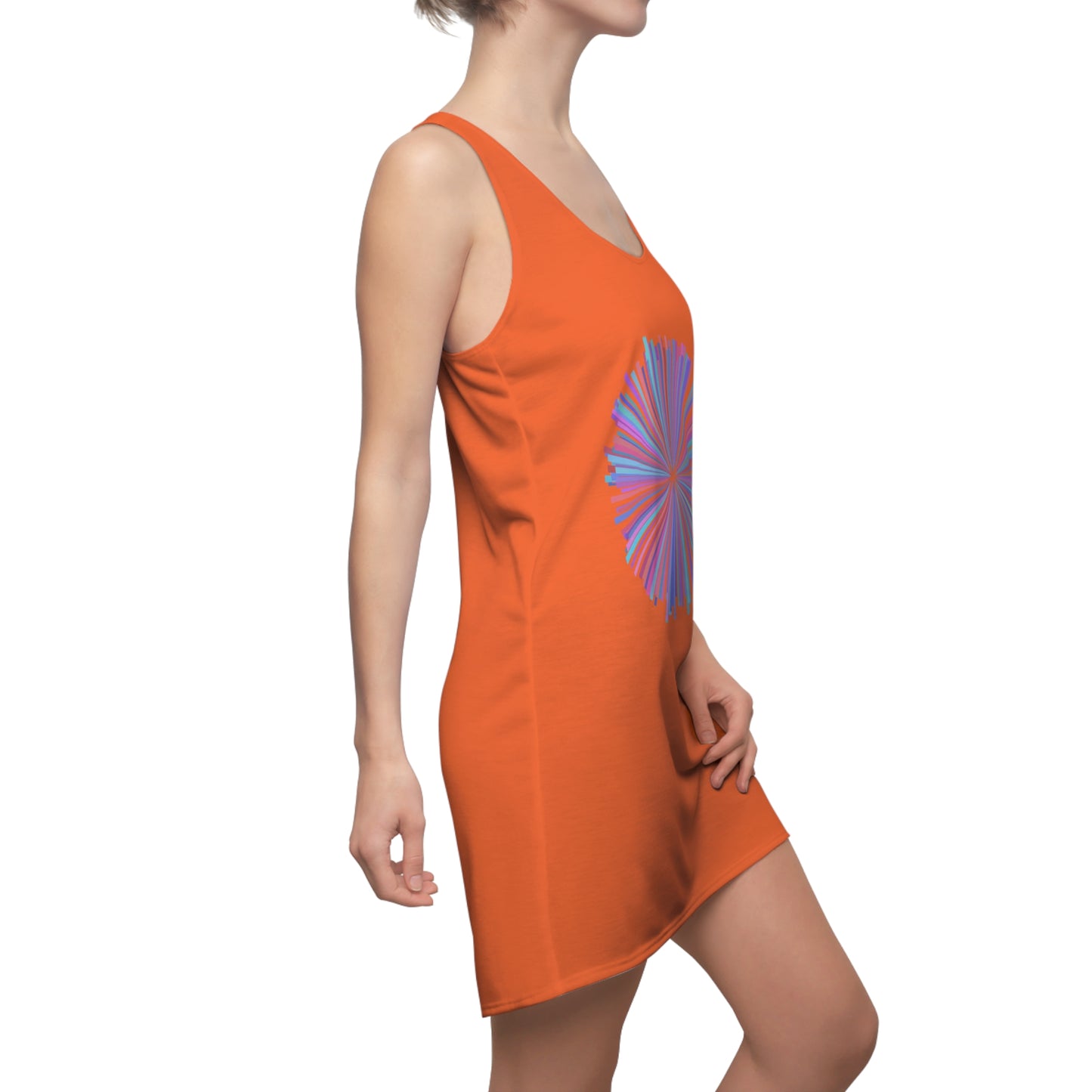 Orange Racerback Kleid mit Aquarell-Muster – Sommerkleid, elegant & leicht