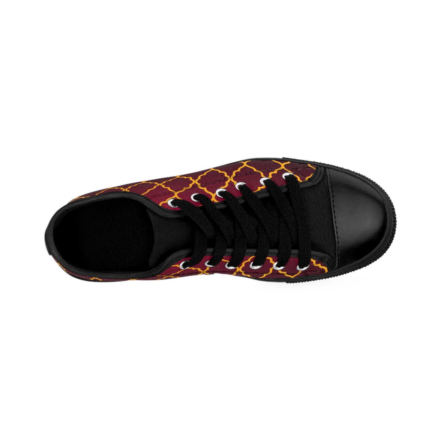Damen Sneaker Bordeaux Gold Muster Canvas Freizeit Schuhe Low