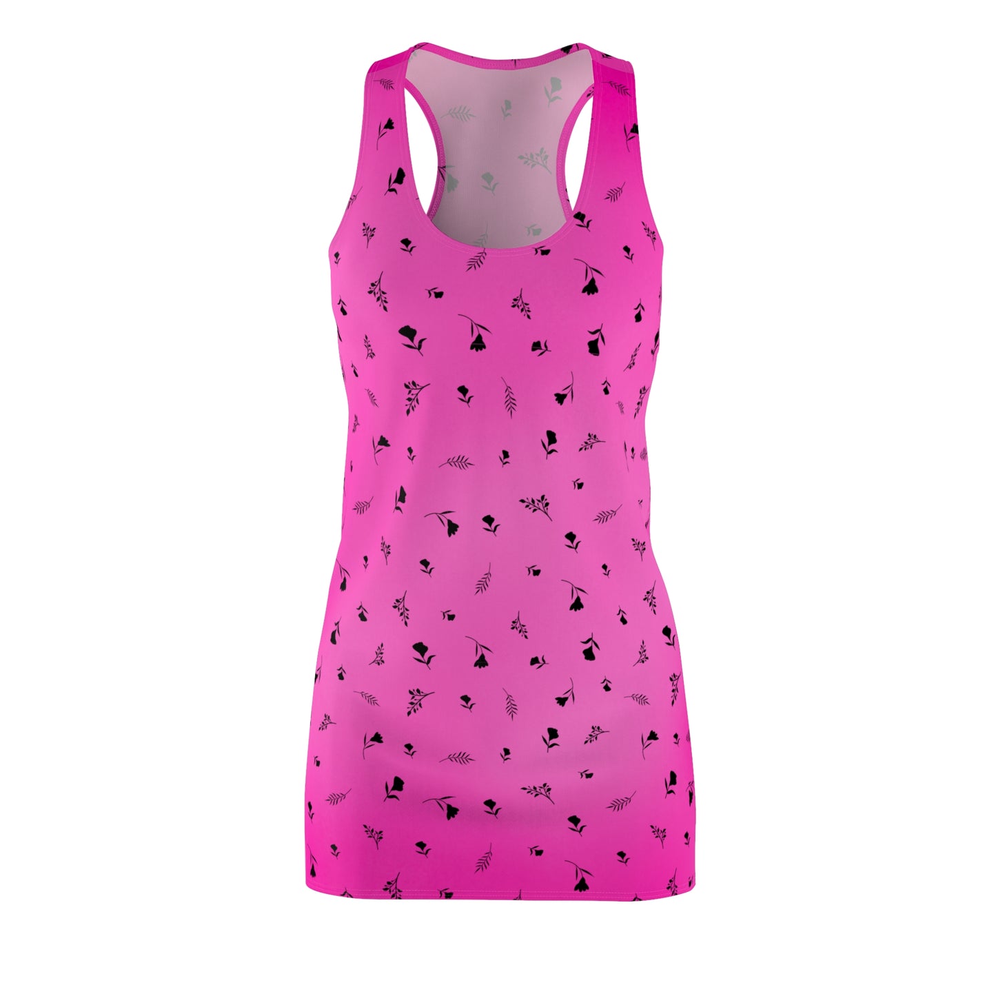 Racerback Kleid Pink mit Farbverlauf – Zartes Blütenmuster modern