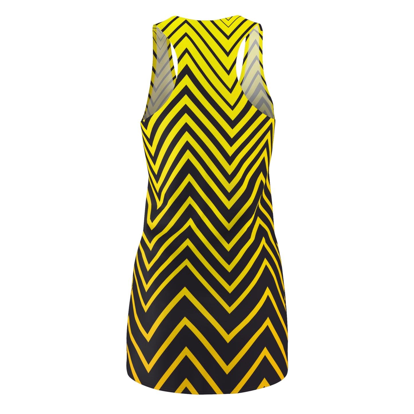 Gelbes Racerback Kleid – Sommerkleid für Damen mit modernem Linienmuster