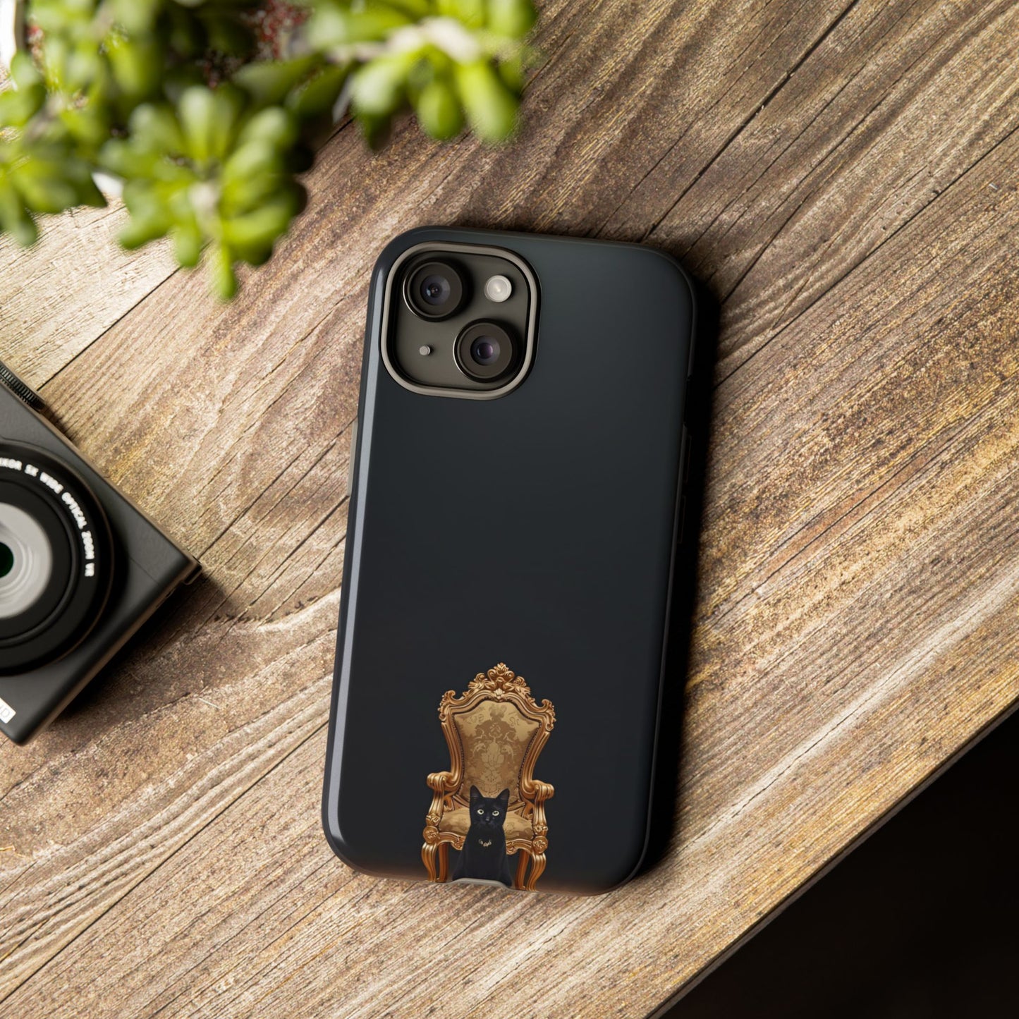 Black Cat on Golden Throne – Premium Phone Case Protective Slim