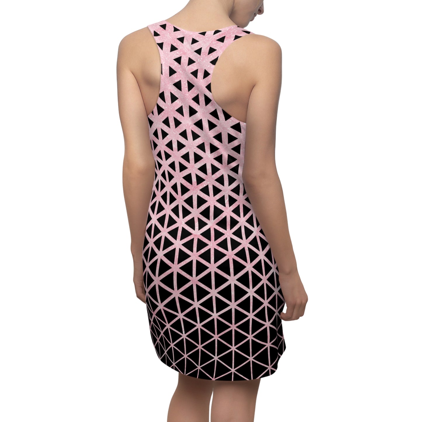 Rosa Racerback Kleid – Feminines Sommerkleid mit geometrischem Muster