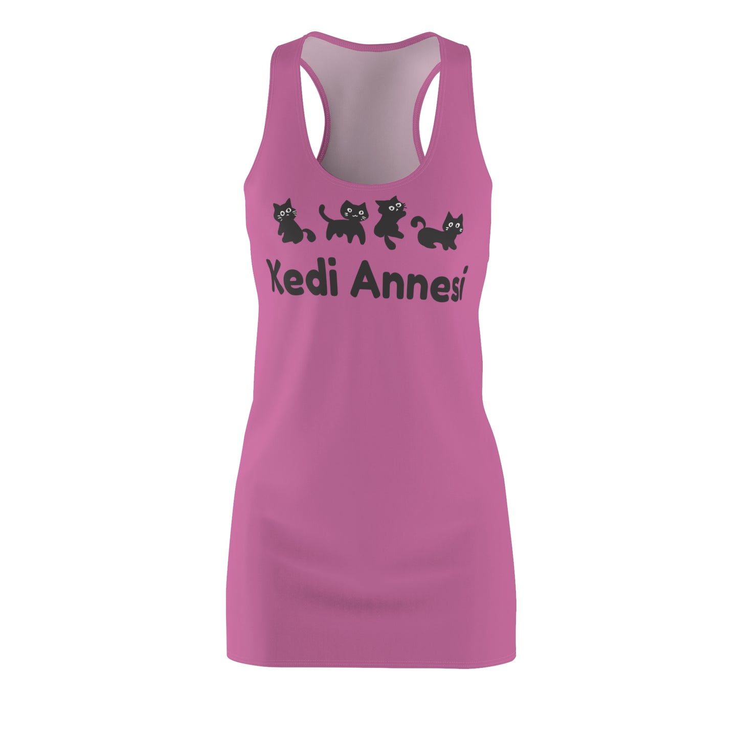 Katzenmama Racerback Kleid – Süßes Katzenmotiv Sommerkleid rosa