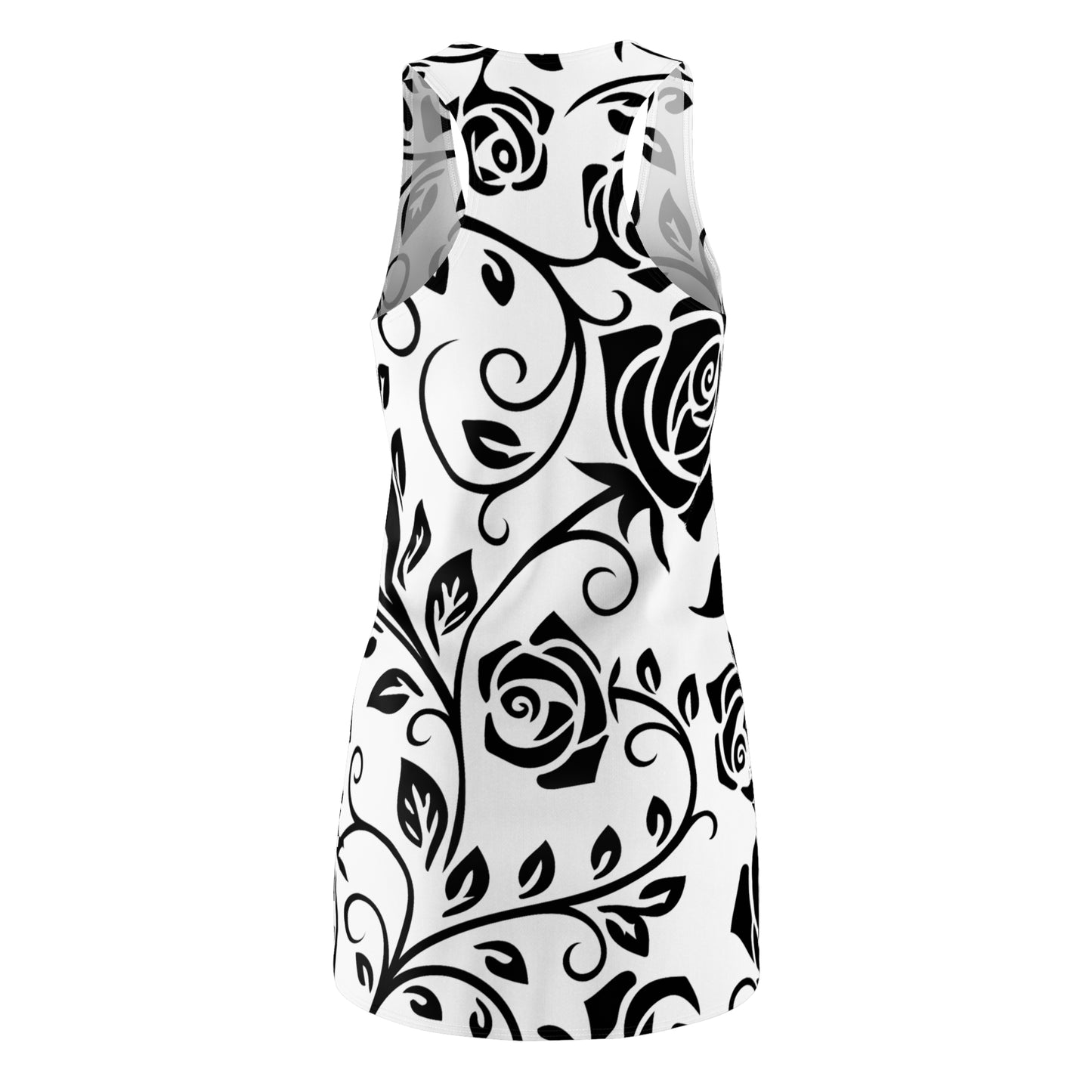 Floral Elegance Racerback Kleid – Rosenornament, Sommer & Freizeit