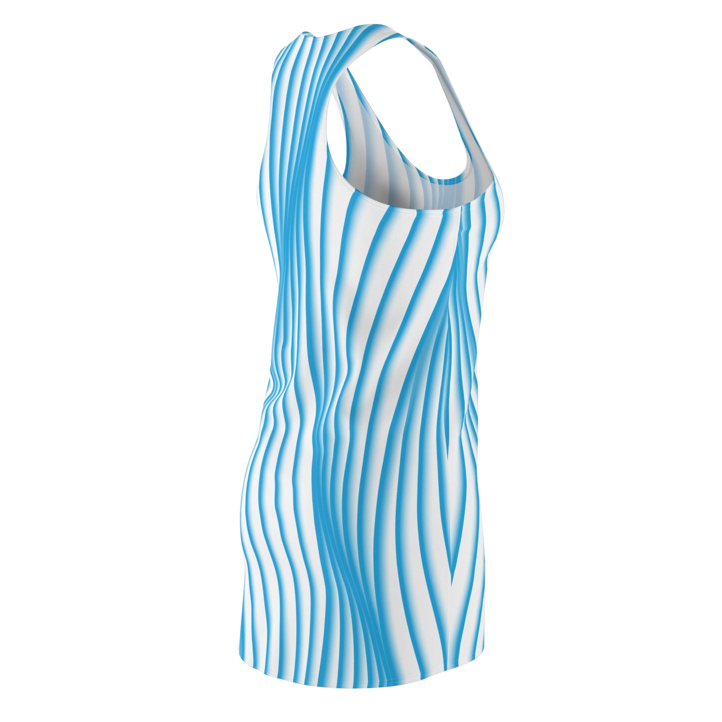 Racerback Kleid Blau Weiß Wellenmuster – Sommer Look