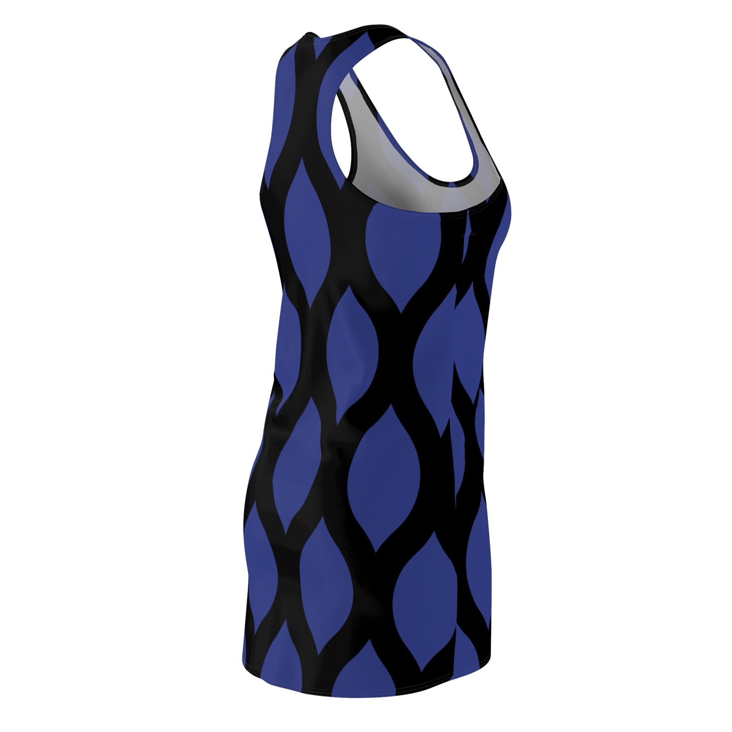 Racerback Kleid Blau Schwarz mit grafischem Muster Damen