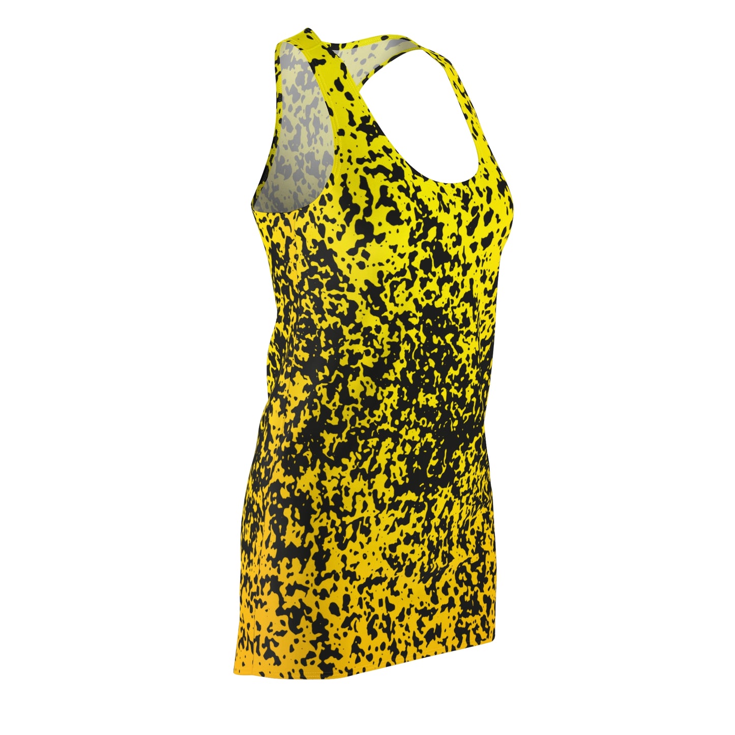 Racerback Damenkleid Sommer – Gelb-Schwarz gesprenkelt, modern