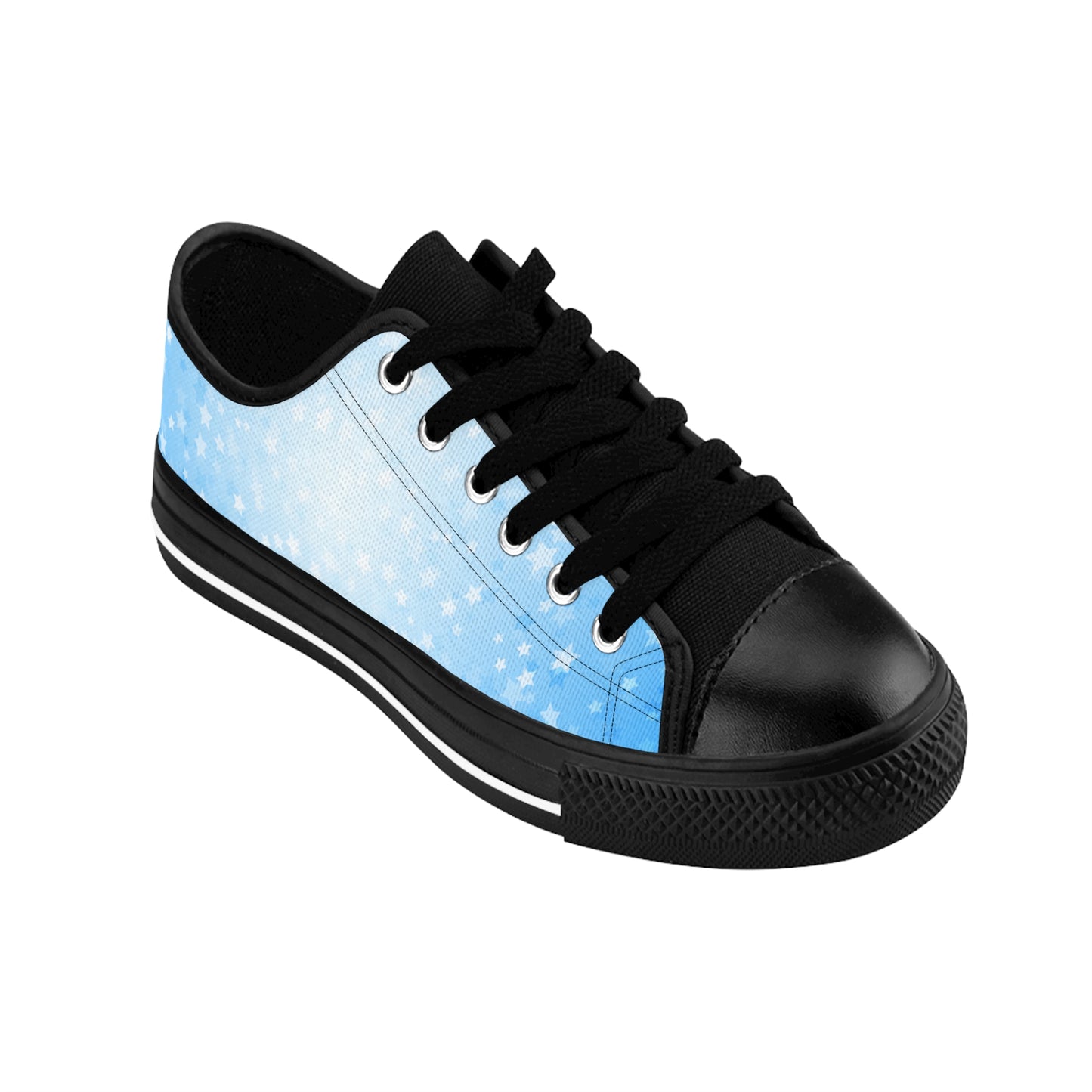 Star Pattern Canvas Sneakers Women – Blue Gradient Lace-Up Shoes