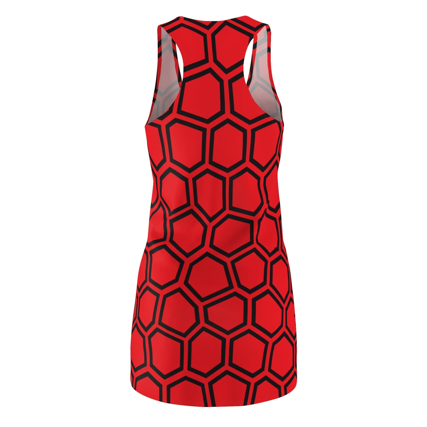 Racerback Kleid Schwarz Rot Hexagon Muster Damen Sommer