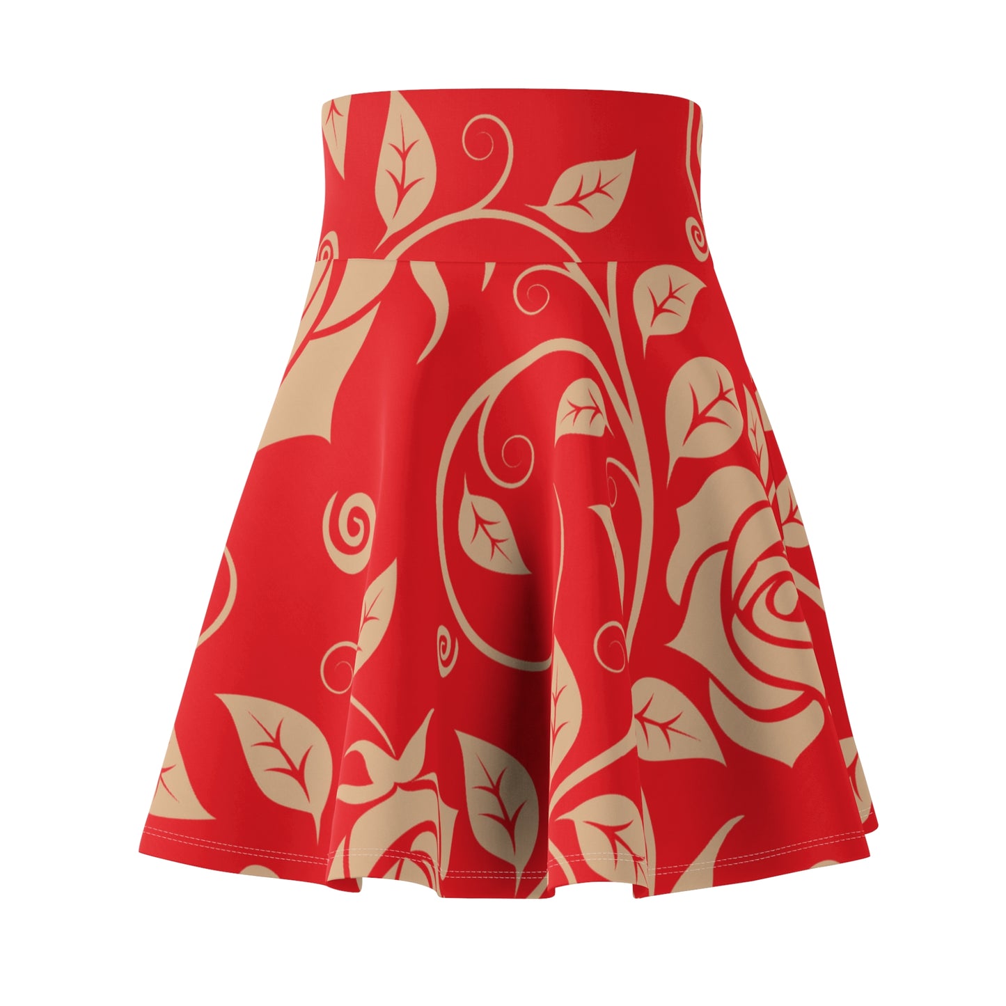 Roter  Damen Rock Floral Skater Elegant Frühling Sommer Casual
