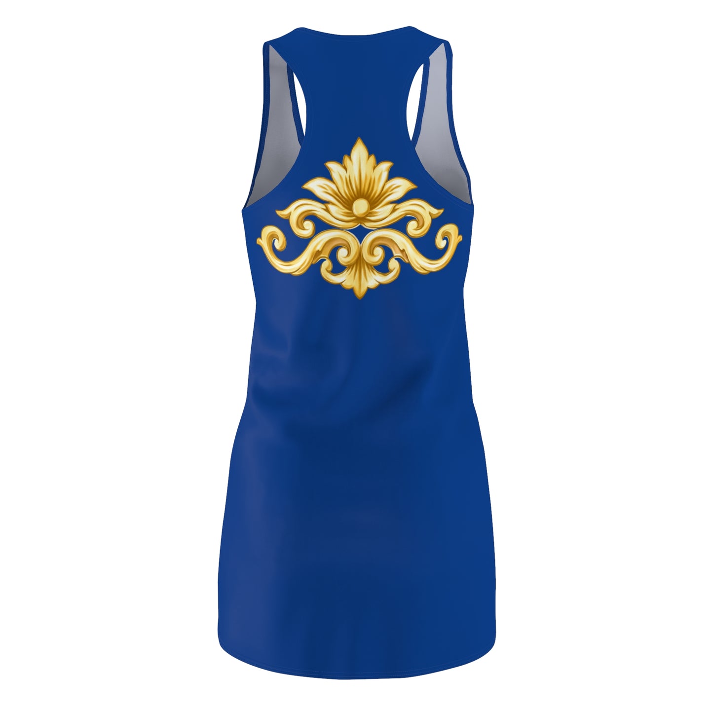 Elegant Baroque Damenkleid | Gold Ornament Racerback Kleid