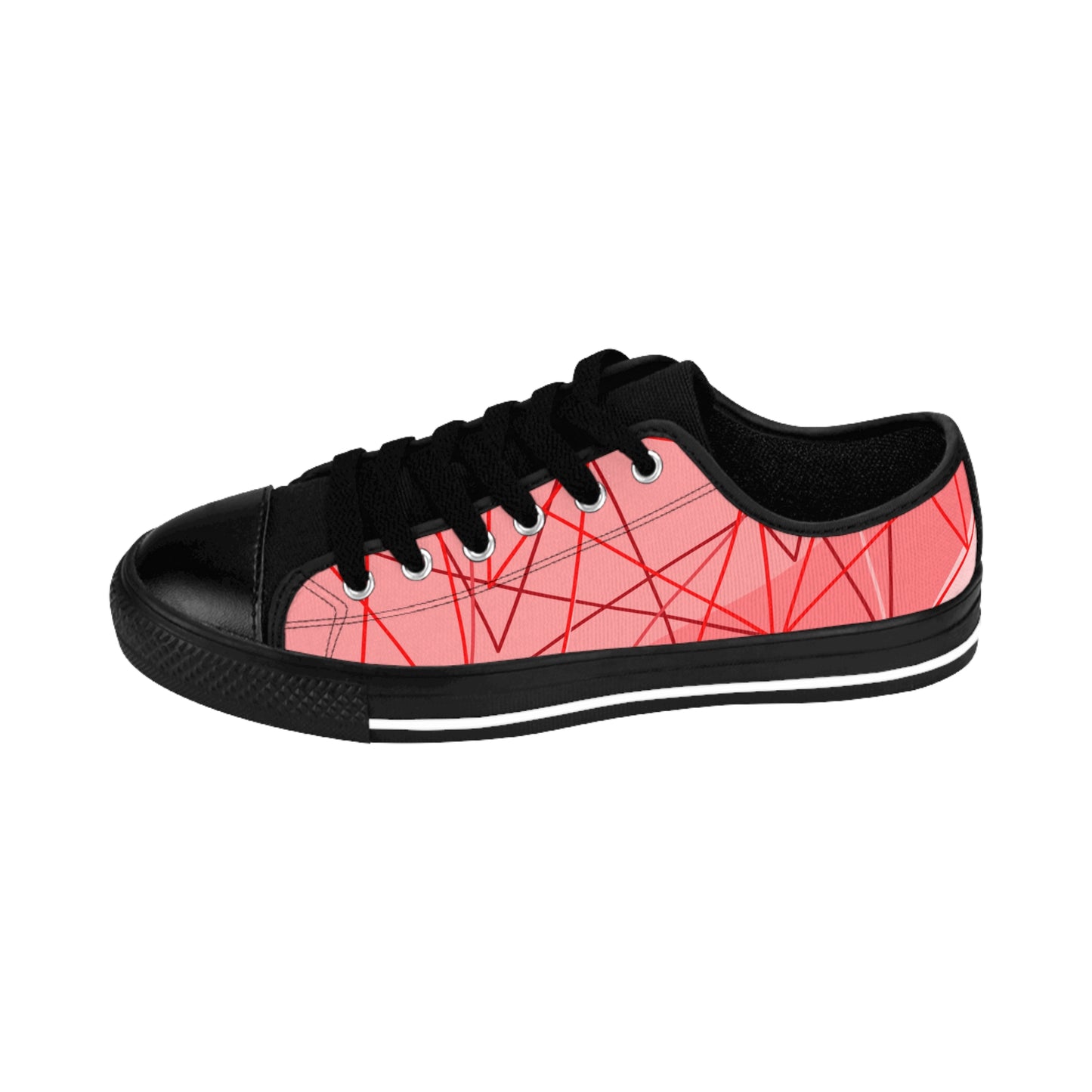 Damen Canvas Sneaker Rosa Linien Muster Streetwear Freizeit Schuhe