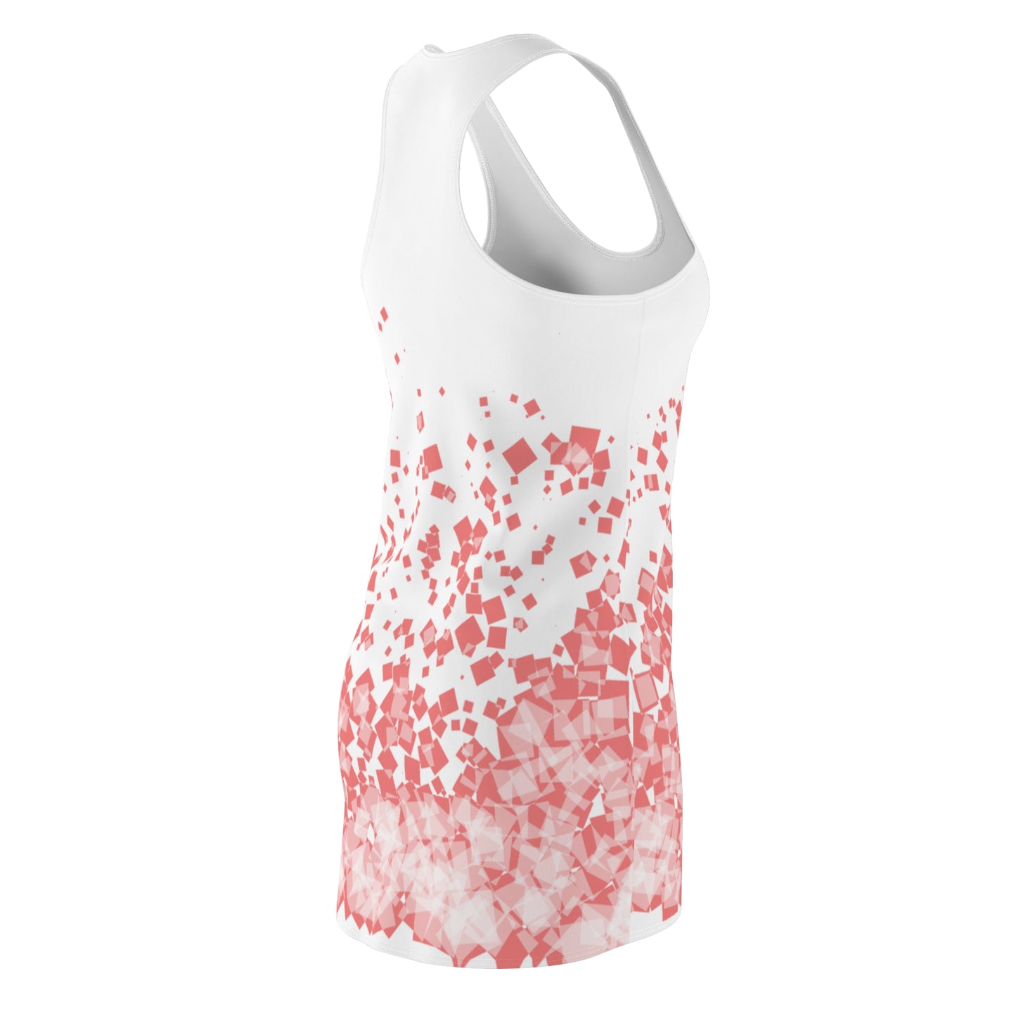 Weißes Racerback Kleid mit Korall Konfetti Muster – Modern