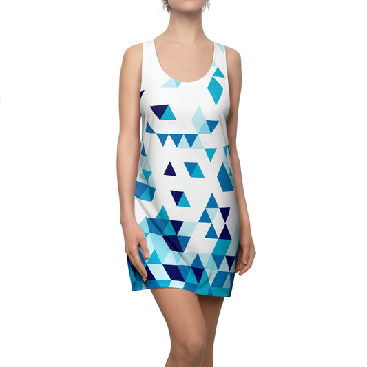 Dreieck Racerback Kleid – Blau Weiß Sommerkleid