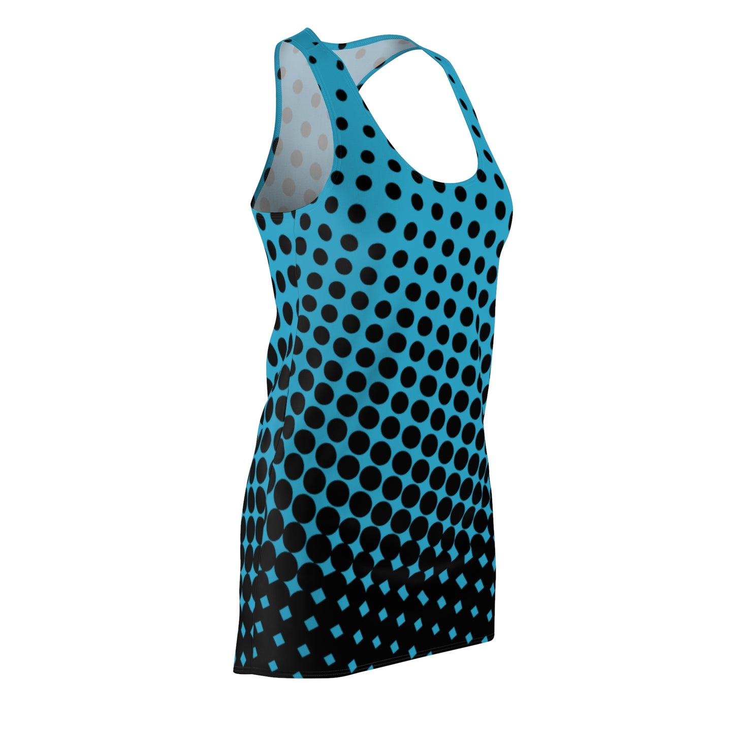 Black turquoise Polka Dot Racerback – Retro Sleeveless Mini Dress