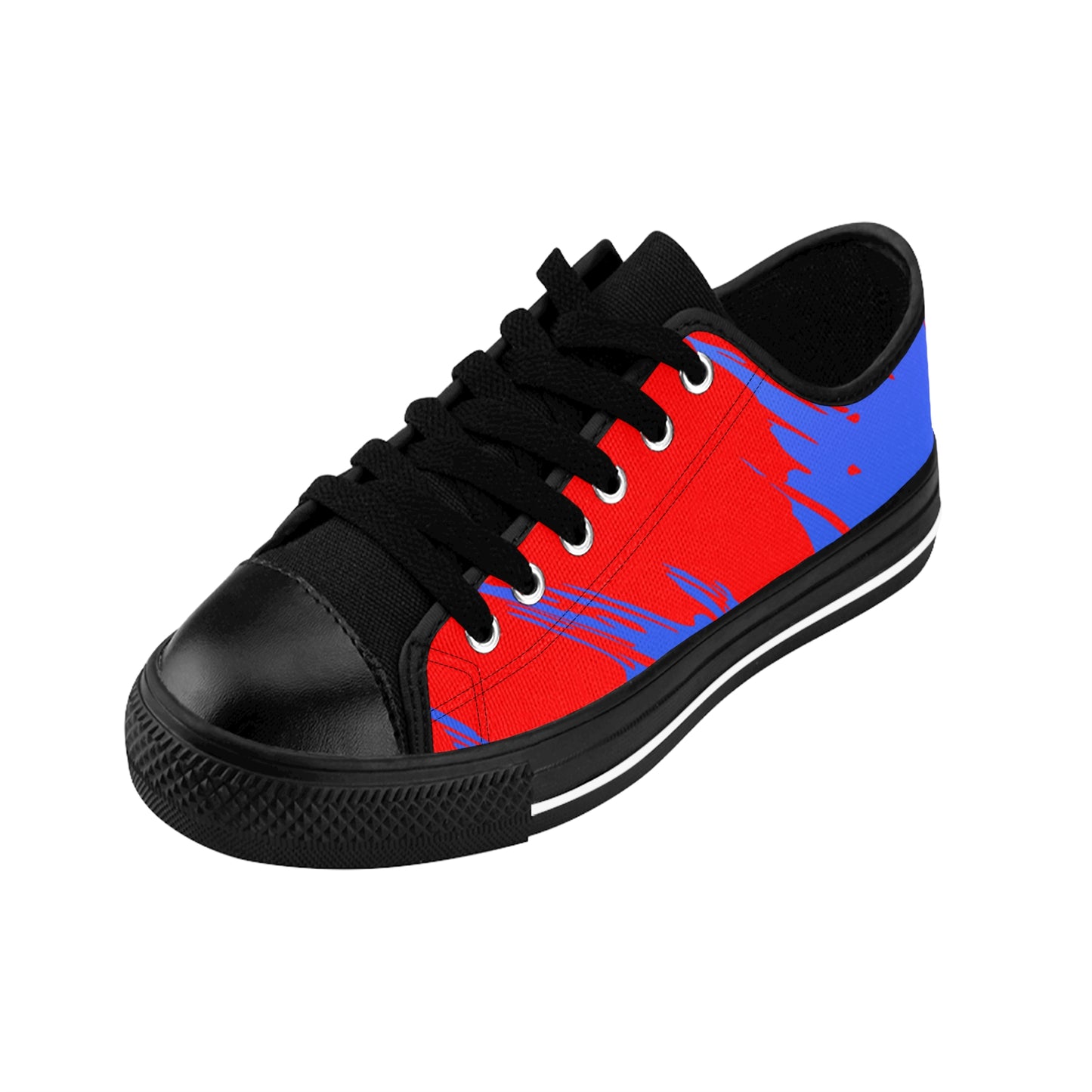 Red Blue Gradient Canvas Sneakers Women Casual Lace-Up Shoes
