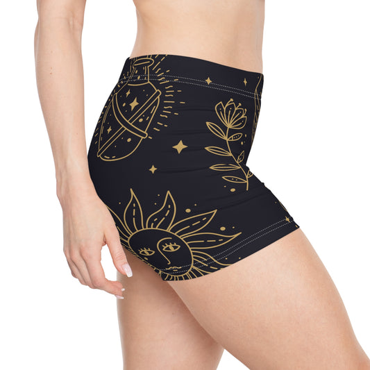 Damen Shorts Bohemian Sonne Pflanzen Design Sommer Strand