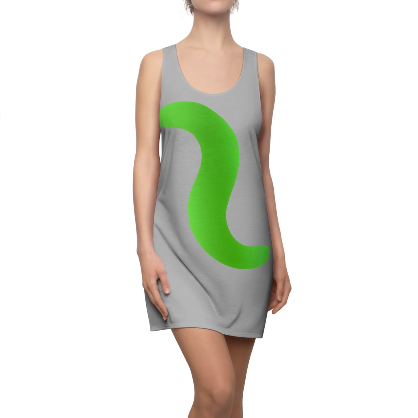 Grau Grün Abstrakt Racerback Kleid – Stylishes Sommerkleid