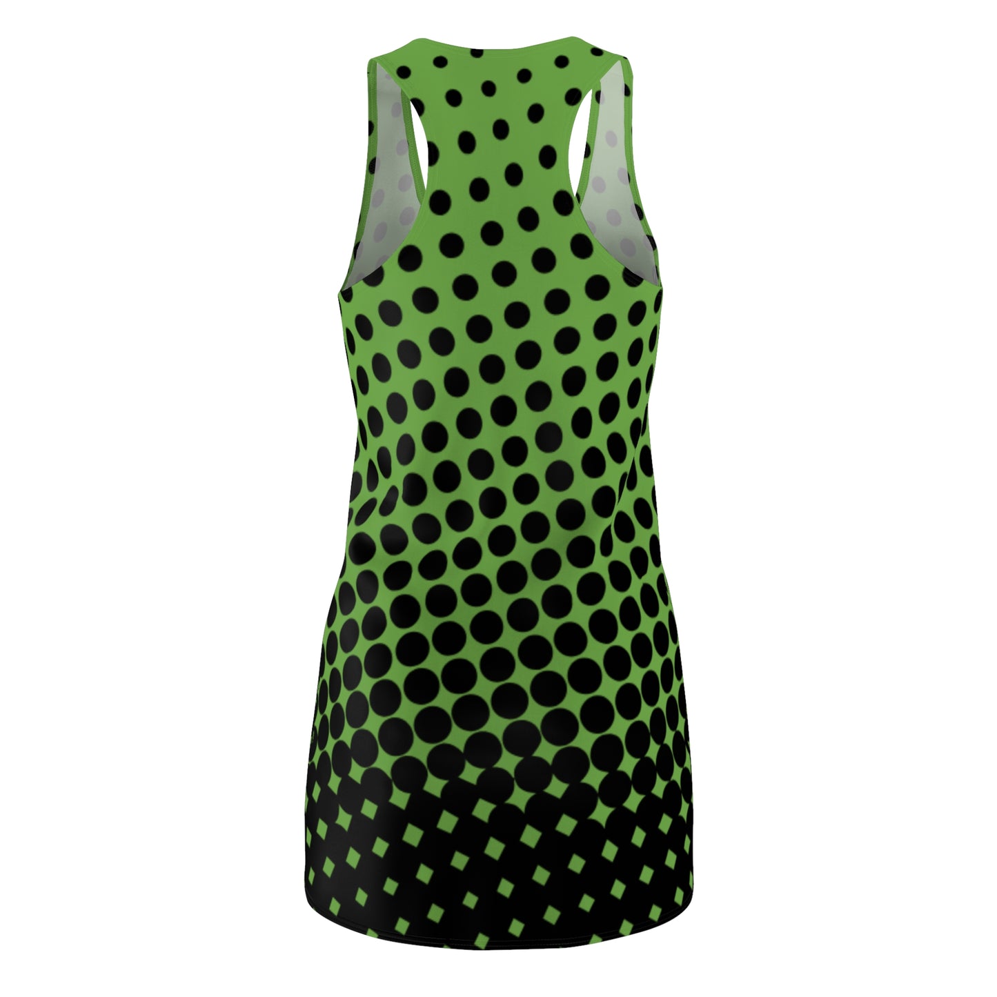 Black Green Polka Dot Racerback – Retro Sleeveless Mini Dress