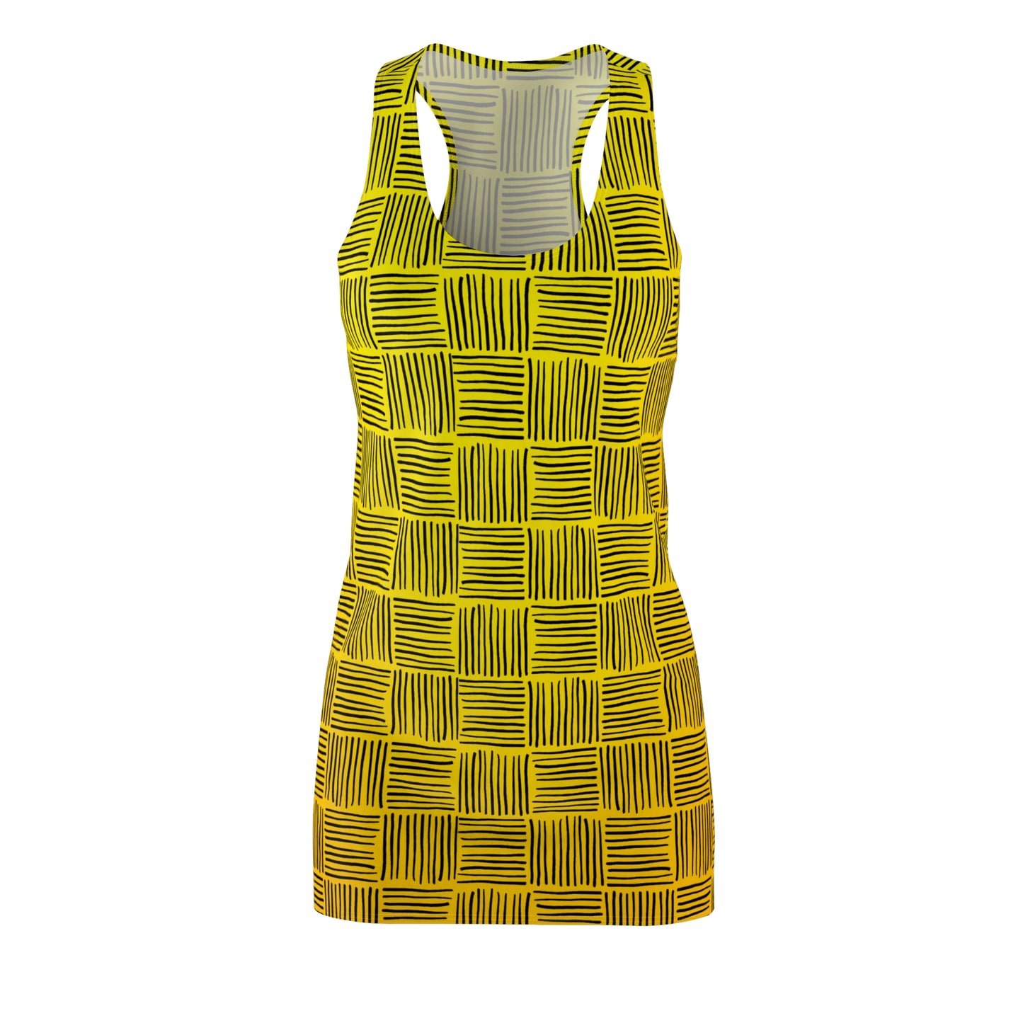 Gelbes Racerback Kleid – Sommerkleid mit modernem Streifenmuster