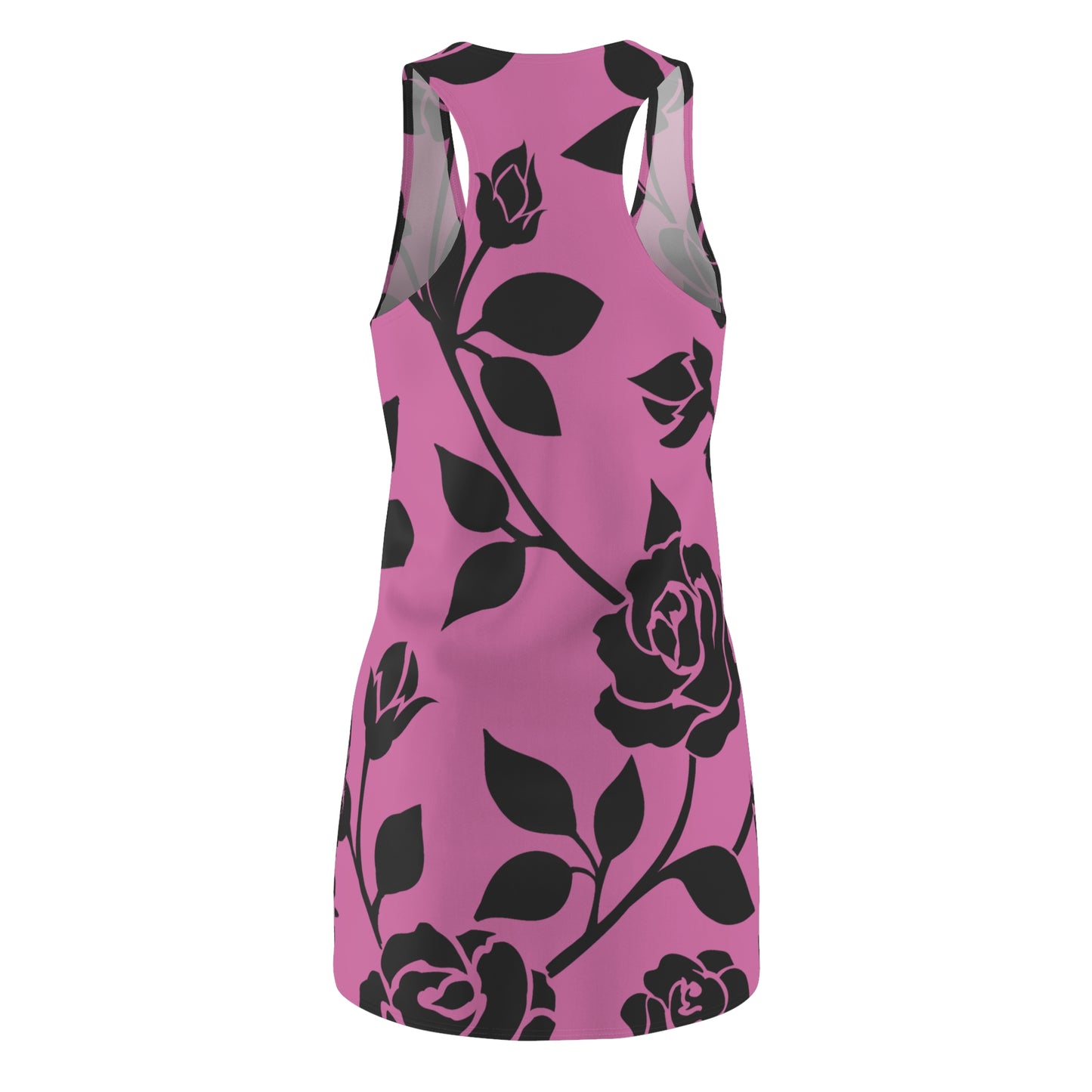 Rosen Racerback Kleid – Elegant Schwarz Rosa Design