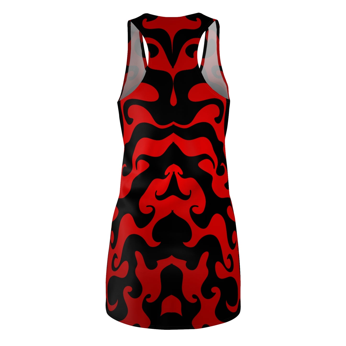 Racerback Kleid mit grafischem Ornamentmuster in Rot-Schwarz