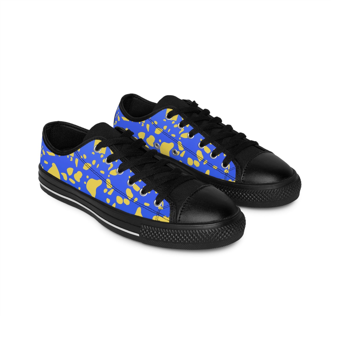 Blue Yellow Leopard Print Sneakers Women Casual Low Top Shoes