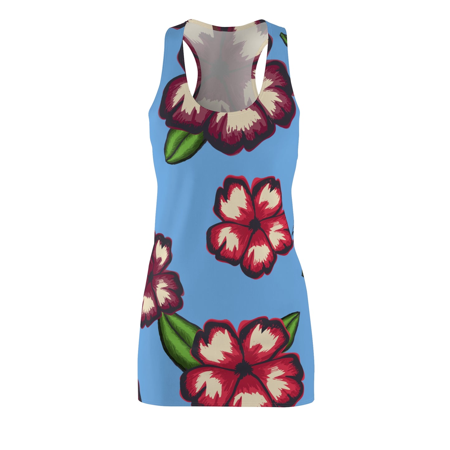 Hellblaues Hibiskus Racerback Kleid – Stylishes Sommerkleid