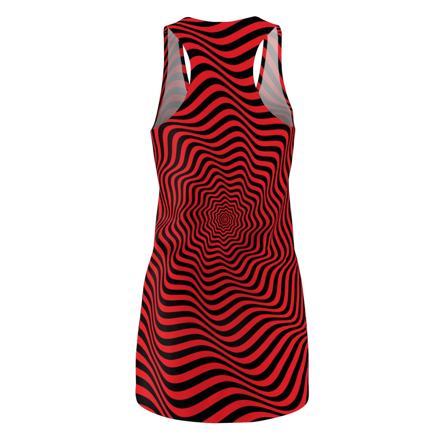 Optical Illusion Racerback Kleid – Schwarz Rot Design