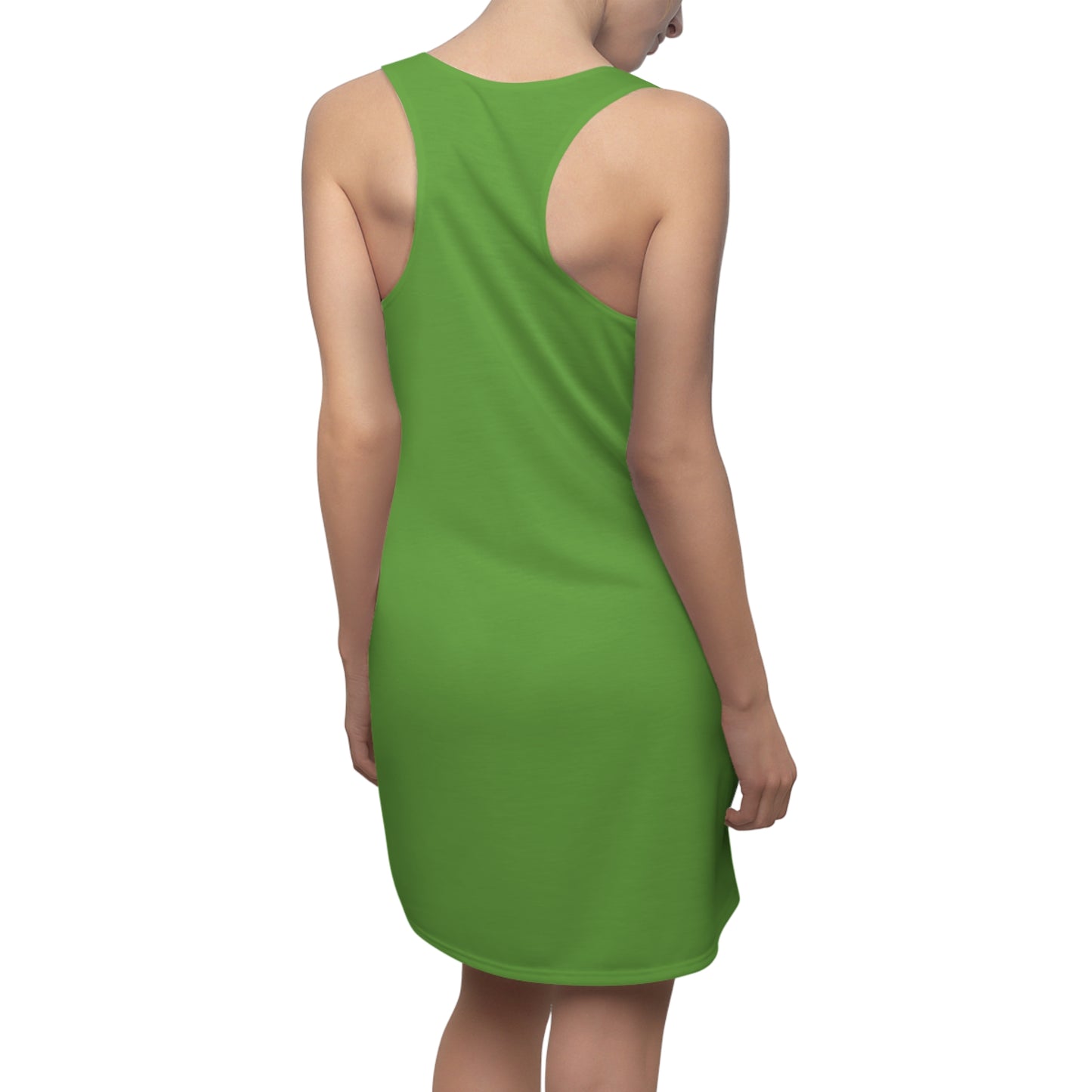 Grünes Racerback Kleid mit rotem Herzmotiv – Minimal Design