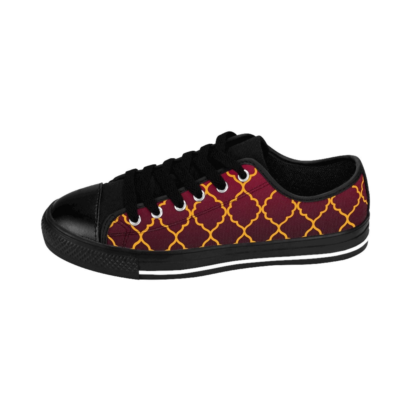 Damen Sneaker Bordeaux Gold Muster Canvas Freizeit Schuhe Low